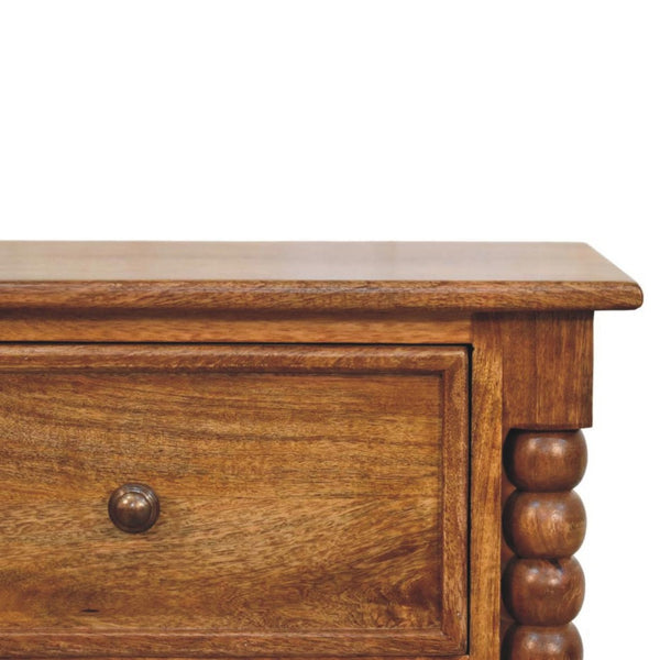 HomeRoots 24" Solid Wood Two Drawer Nightstand - Versatile Storage, Warm Brown Finish, Modern Design & Durability 701711