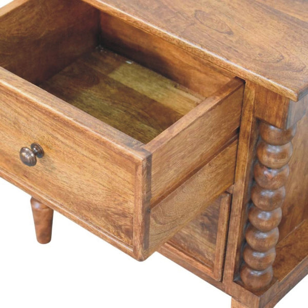 HomeRoots 24" Solid Wood Two Drawer Nightstand - Versatile Storage, Warm Brown Finish, Modern Design & Durability 701711