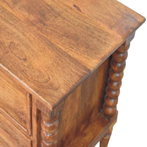 HomeRoots 24" Solid Wood Two Drawer Nightstand - Versatile Storage, Warm Brown Finish, Modern Design & Durability 701711