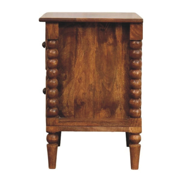 HomeRoots 24" Solid Wood Two Drawer Nightstand - Versatile Storage, Warm Brown Finish, Modern Design & Durability 701711