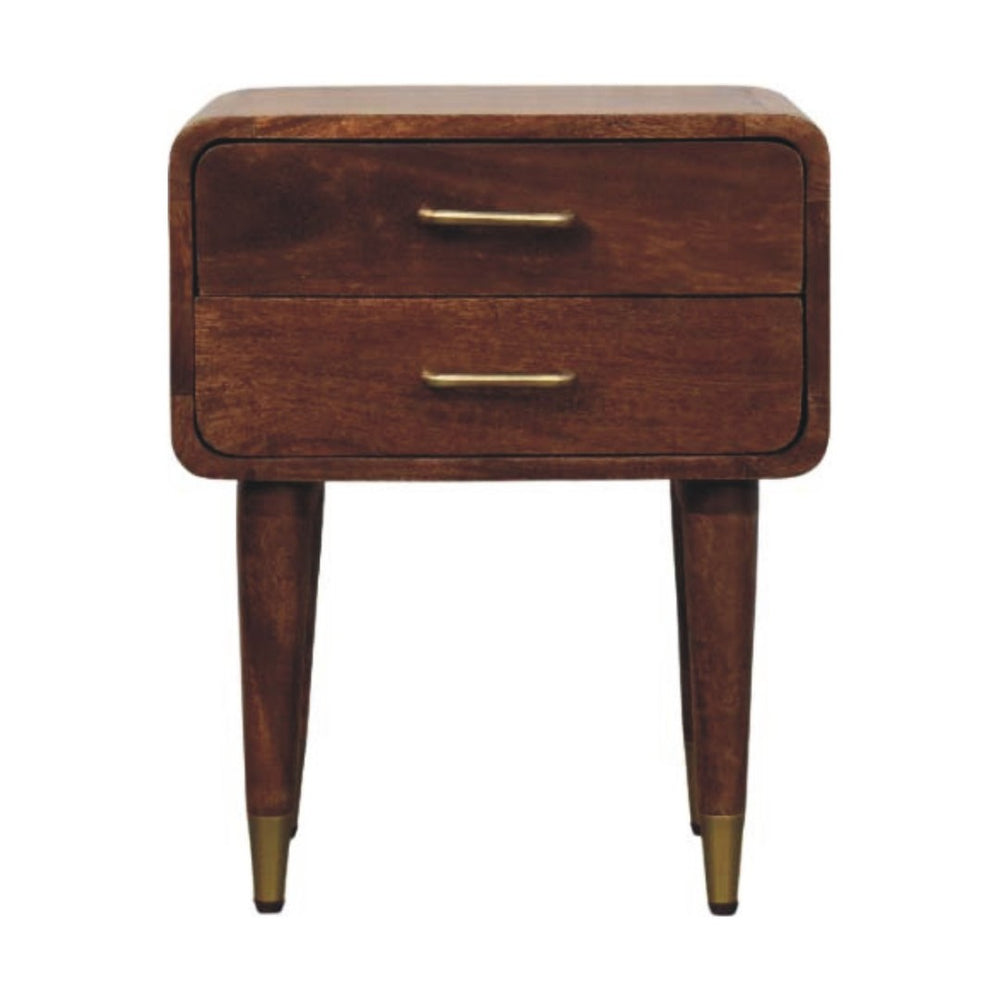 HomeRoots 22" Brown Solid Wood Nightstand with Two Drawers – Modern Design, Stylish Storage, and Versatile Use 701713