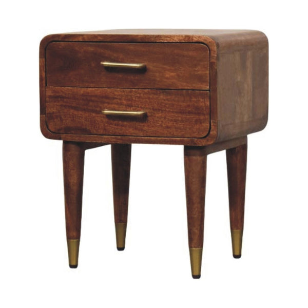 HomeRoots 22" Brown Solid Wood Nightstand with Two Drawers – Modern Design, Stylish Storage, and Versatile Use 701713