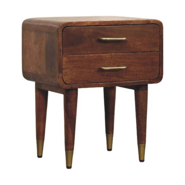 HomeRoots 22" Brown Solid Wood Nightstand with Two Drawers – Modern Design, Stylish Storage, and Versatile Use 701713