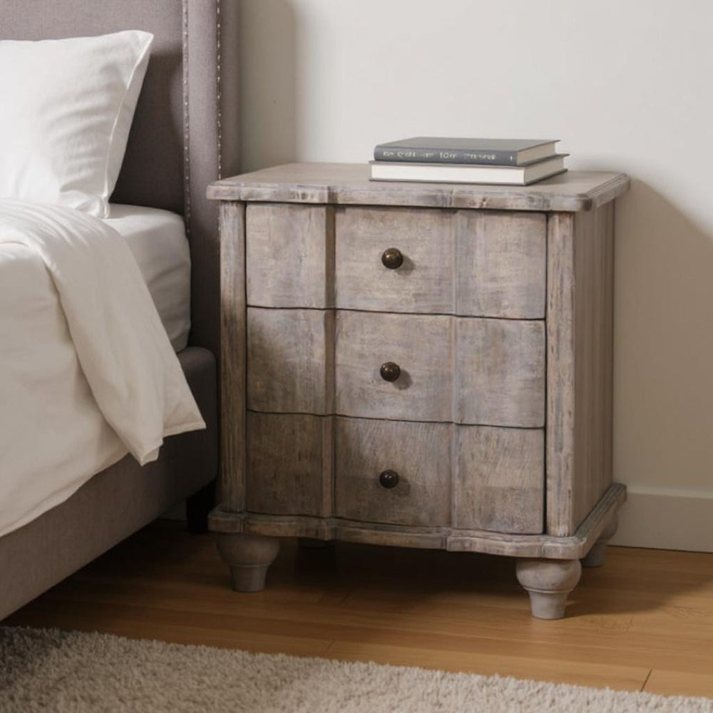 HomeRoots 25" Brown Solid Wood Two Drawer Nightstand - Stylish, Durable, Modern Storage Solution for Any Room 701714