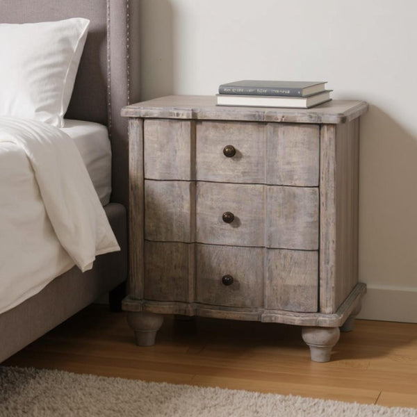 HomeRoots 25" Brown Solid Wood Two Drawer Nightstand - Stylish, Durable, Modern Storage Solution for Any Room 701714