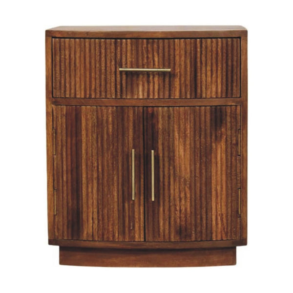 HomeRoots 24" Brown Solid Wood Nightstand with Drawer & Open Shelf - Modern, Versatile Storage for Any Room 701715