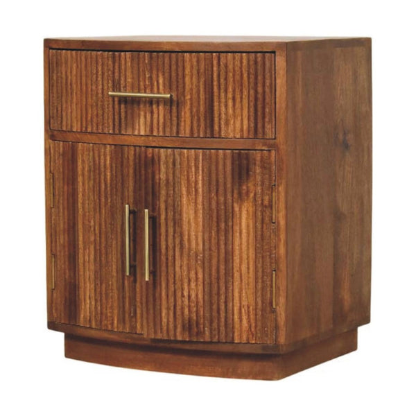 HomeRoots 24" Brown Solid Wood Nightstand with Drawer & Open Shelf - Modern, Versatile Storage for Any Room 701715