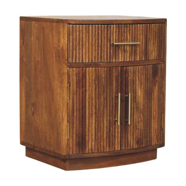 HomeRoots 24" Brown Solid Wood Nightstand with Drawer & Open Shelf - Modern, Versatile Storage for Any Room 701715