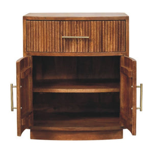 HomeRoots 24" Brown Solid Wood Nightstand with Drawer & Open Shelf - Modern, Versatile Storage for Any Room 701715