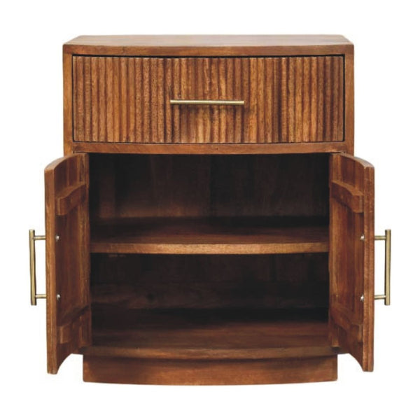 HomeRoots 24" Brown Solid Wood Nightstand with Drawer & Open Shelf - Modern, Versatile Storage for Any Room 701715