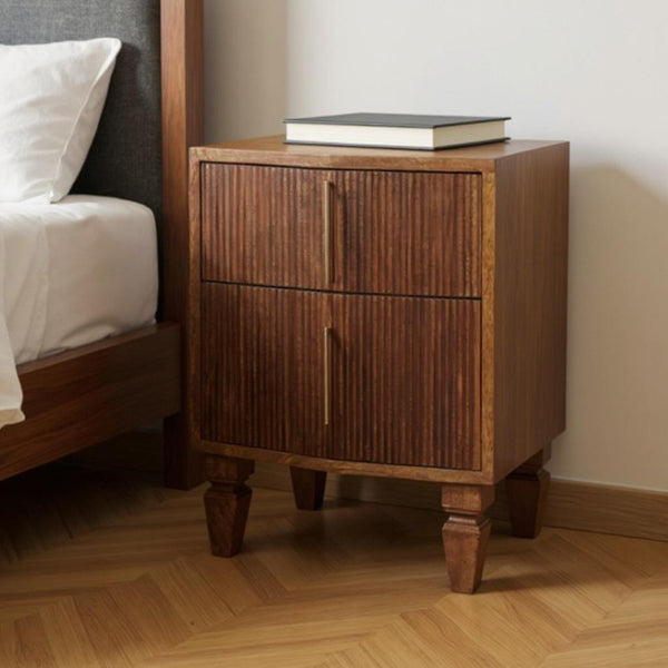 HomeRoots 22" Solid Wood Nightstand with 2 Drawers - Modern Storage Table, Versatile Accent for Any Room 701716