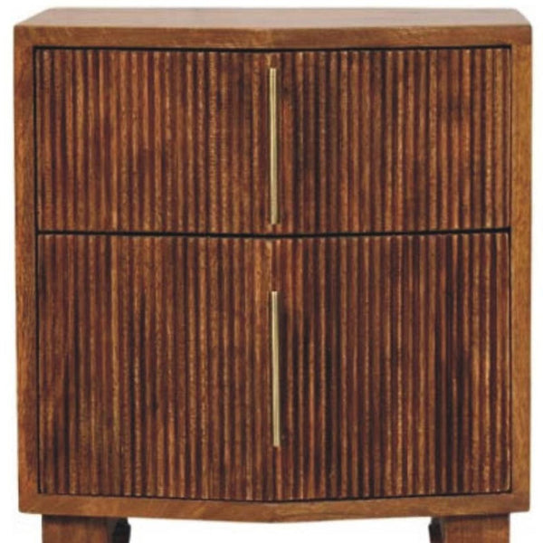 HomeRoots 22" Solid Wood Nightstand with 2 Drawers - Modern Storage Table, Versatile Accent for Any Room 701716