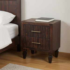 HomeRoots 22" Brown Solid Wood Nightstand with Two Drawers - Timeless Design, Versatile Storage & Style 701719