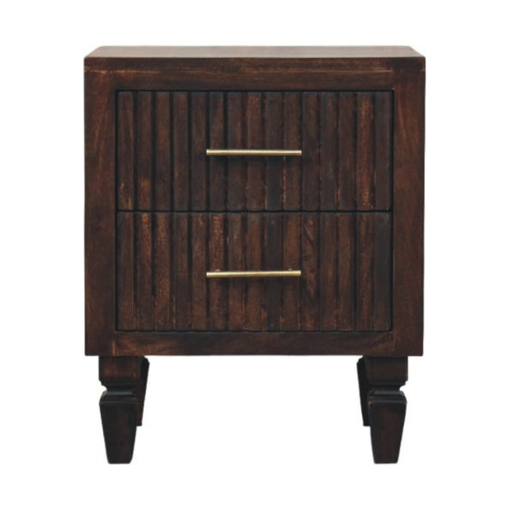 HomeRoots 22" Brown Solid Wood Nightstand with Two Drawers - Timeless Design, Versatile Storage & Style 701719