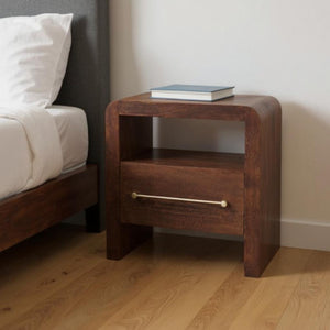 HomeRoots 23" Brown Solid Wood Nightstand - Stylish Two Drawer Storage, Ideal for Modern & Transitional Spaces 701720