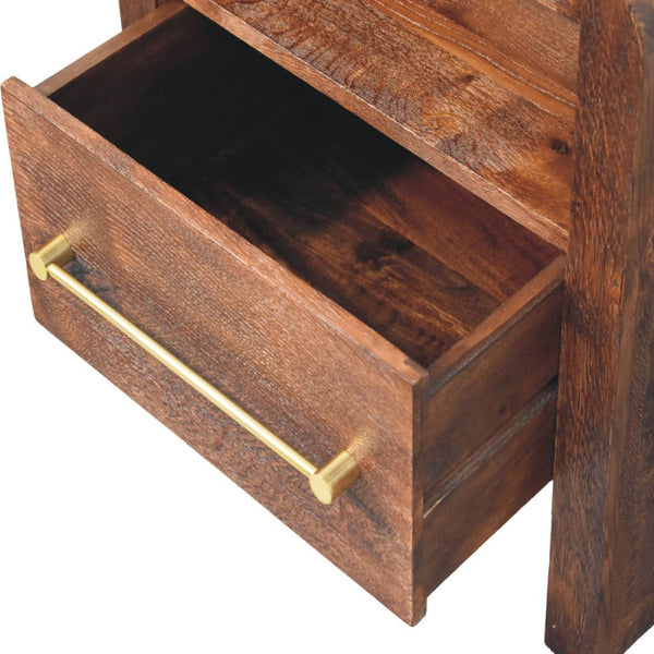 HomeRoots 23" Brown Solid Wood Nightstand - Stylish Two Drawer Storage, Ideal for Modern & Transitional Spaces 701720