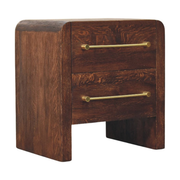 HomeRoots 23" Brown Solid Wood Nightstand with Two Drawers, Open Shelf & Timeless Style for Versatile Decor 701721