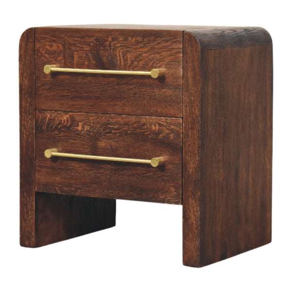 HomeRoots 23" Brown Solid Wood Nightstand with Two Drawers, Open Shelf & Timeless Style for Versatile Decor 701721