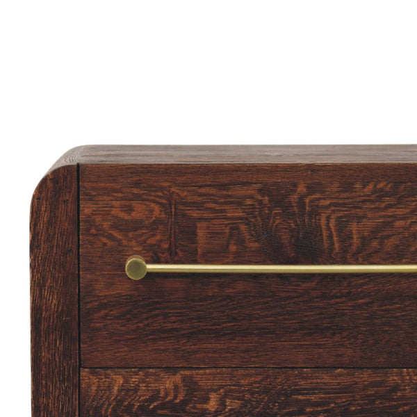 HomeRoots 23" Brown Solid Wood Nightstand with Two Drawers, Open Shelf & Timeless Style for Versatile Decor 701721