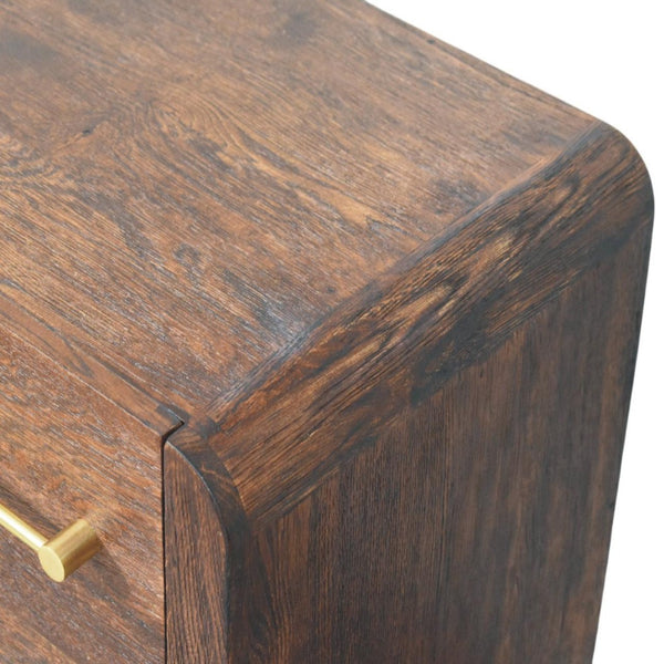 HomeRoots 23" Brown Solid Wood Nightstand with Two Drawers, Open Shelf & Timeless Style for Versatile Decor 701721