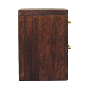 HomeRoots 23" Brown Solid Wood Nightstand with Two Drawers, Open Shelf & Timeless Style for Versatile Decor 701721