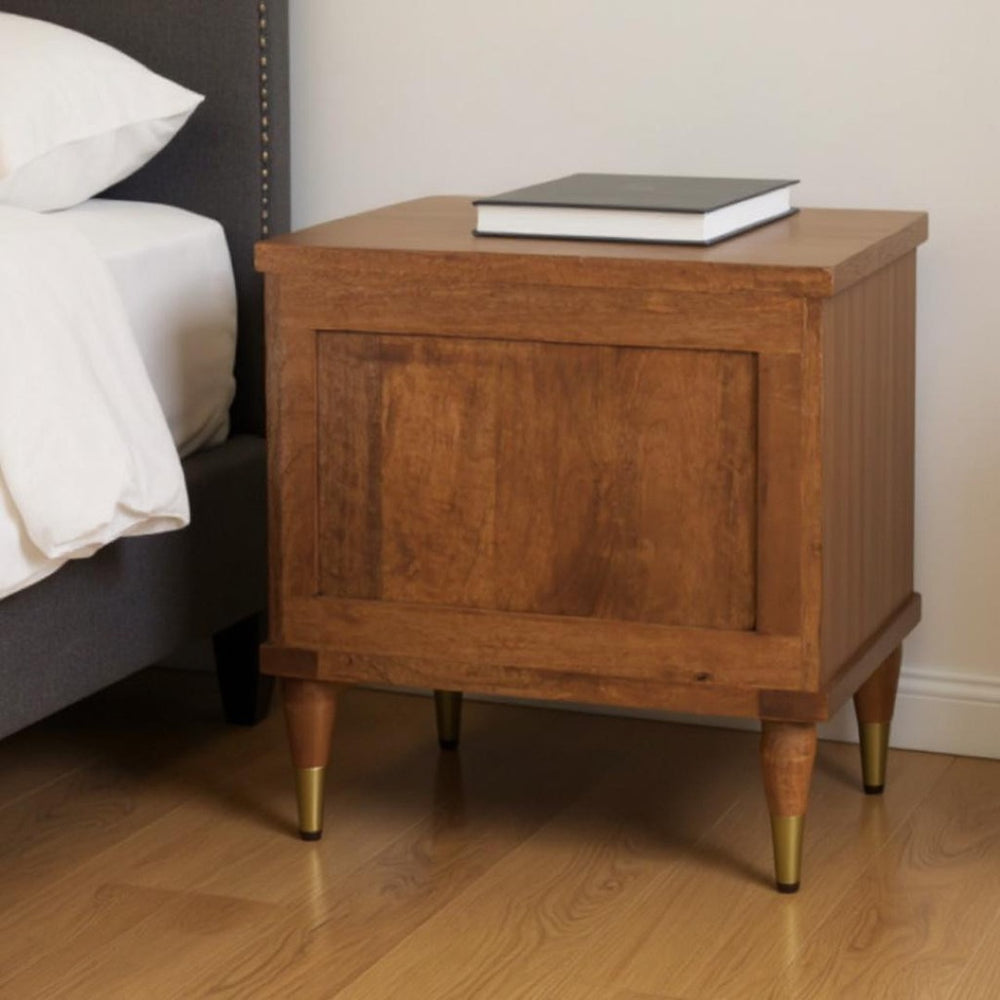 HomeRoots 22" Brown Solid Wood Nightstand with Two Drawers - Stylish Storage for Modern Bedrooms & Beyond! 701722