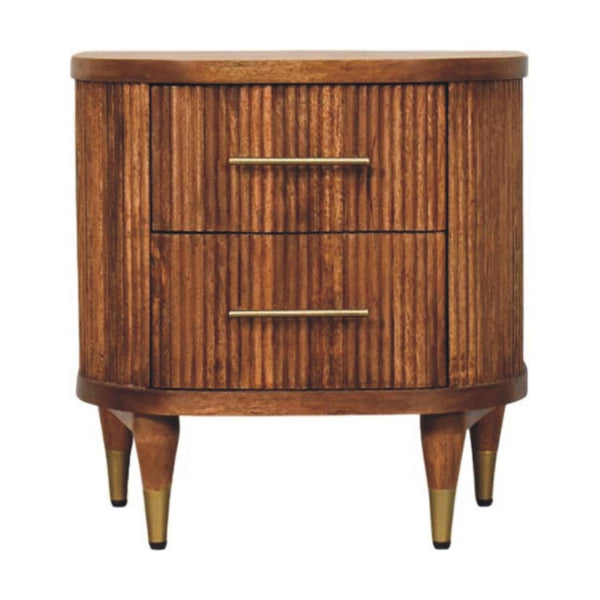 HomeRoots 22" Brown Solid Wood Nightstand with Two Drawers - Stylish Storage for Modern Bedrooms & Beyond! 701722