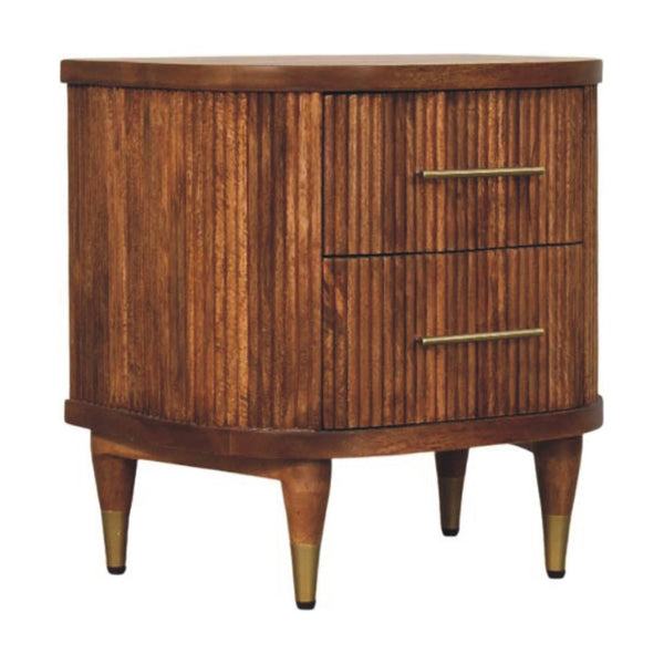 HomeRoots 22" Brown Solid Wood Nightstand with Two Drawers - Stylish Storage for Modern Bedrooms & Beyond! 701722