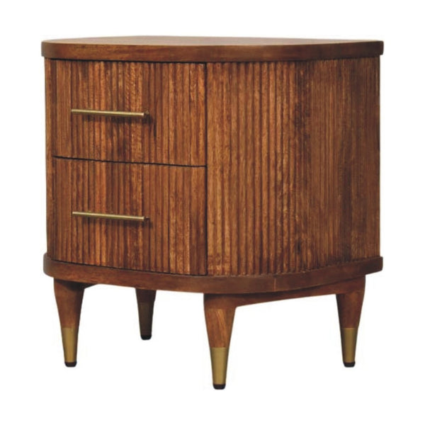 HomeRoots 22" Brown Solid Wood Nightstand with Two Drawers - Stylish Storage for Modern Bedrooms & Beyond! 701722