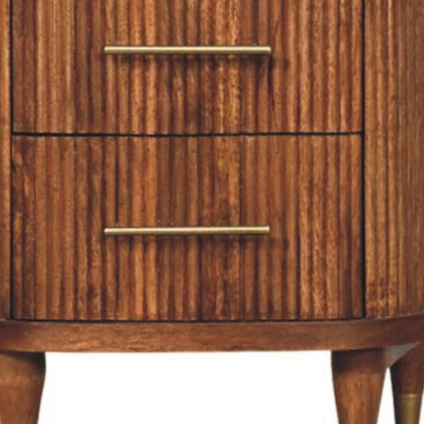 HomeRoots 22" Brown Solid Wood Nightstand with Two Drawers - Stylish Storage for Modern Bedrooms & Beyond! 701722