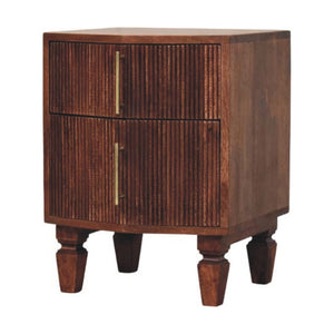 HomeRoots 22" Brown Solid Wood Nightstand with Two Drawers, Open Shelf, and Versatile Modern Design for Any Room 701723