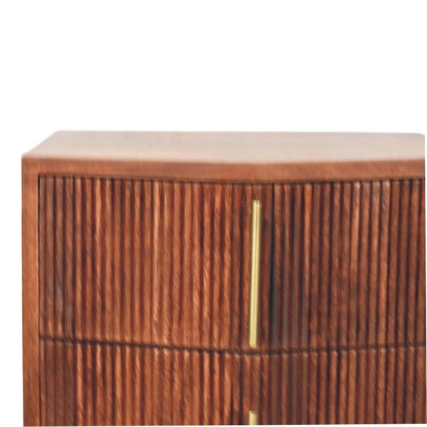 HomeRoots 22" Brown Solid Wood Nightstand with Two Drawers, Open Shelf, and Versatile Modern Design for Any Room 701723