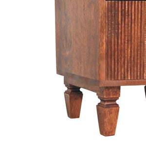 HomeRoots 22" Brown Solid Wood Nightstand with Two Drawers, Open Shelf, and Versatile Modern Design for Any Room 701723