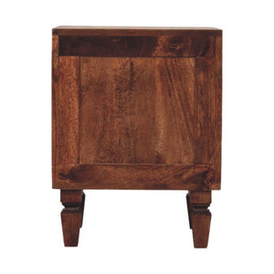 HomeRoots 22" Brown Solid Wood Nightstand with Two Drawers, Open Shelf, and Versatile Modern Design for Any Room 701723