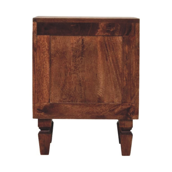 HomeRoots 22" Brown Solid Wood Nightstand with Two Drawers, Open Shelf, and Versatile Modern Design for Any Room 701723