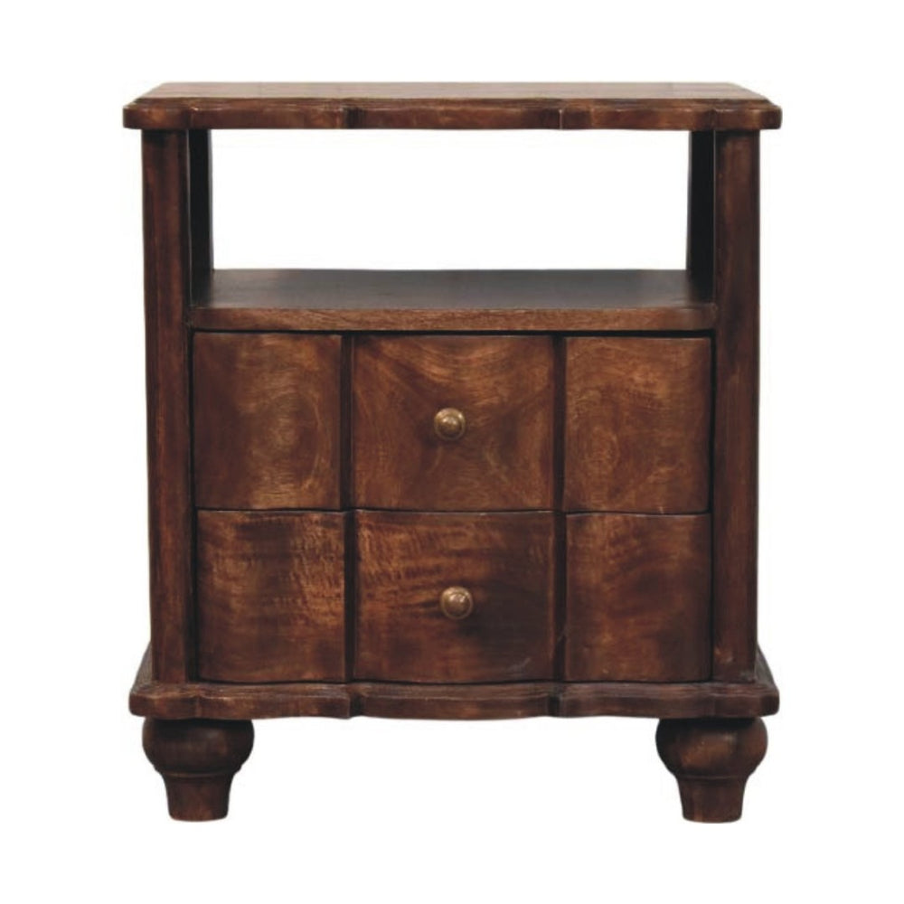 HomeRoots 25" Brown Solid Wood Two-Drawer Nightstand - Versatile Storage with Modern Design for Any Room 701724