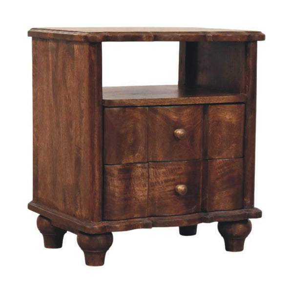 HomeRoots 25" Brown Solid Wood Two-Drawer Nightstand - Versatile Storage with Modern Design for Any Room 701724