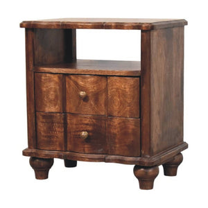 HomeRoots 25" Brown Solid Wood Two-Drawer Nightstand - Versatile Storage with Modern Design for Any Room 701724