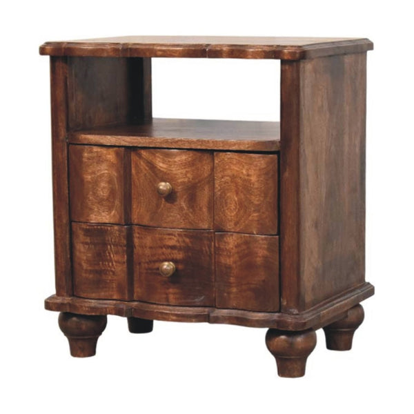 HomeRoots 25" Brown Solid Wood Two-Drawer Nightstand - Versatile Storage with Modern Design for Any Room 701724