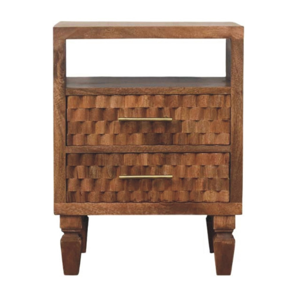 HomeRoots 24" Brown Solid Wood Two Drawer Nightstand - Stylish, Durable Storage Table for Modern Living Spaces 701727
