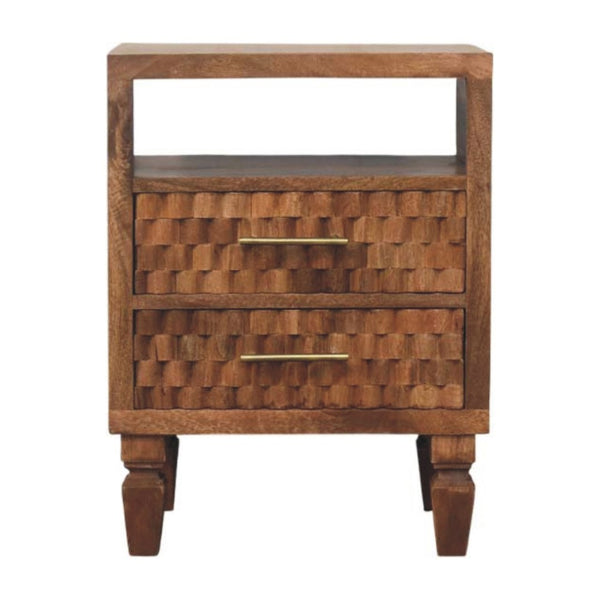 HomeRoots 24" Brown Solid Wood Two Drawer Nightstand - Stylish, Durable Storage Table for Modern Living Spaces 701727