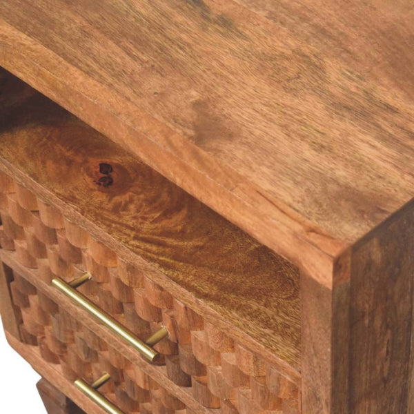 HomeRoots 24" Brown Solid Wood Two Drawer Nightstand - Stylish, Durable Storage Table for Modern Living Spaces 701727
