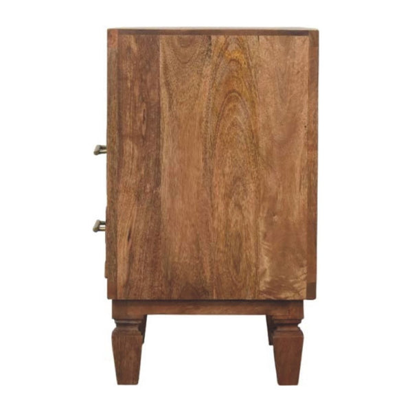 HomeRoots 24" Brown Solid Wood Two Drawer Nightstand - Stylish, Durable Storage Table for Modern Living Spaces 701727