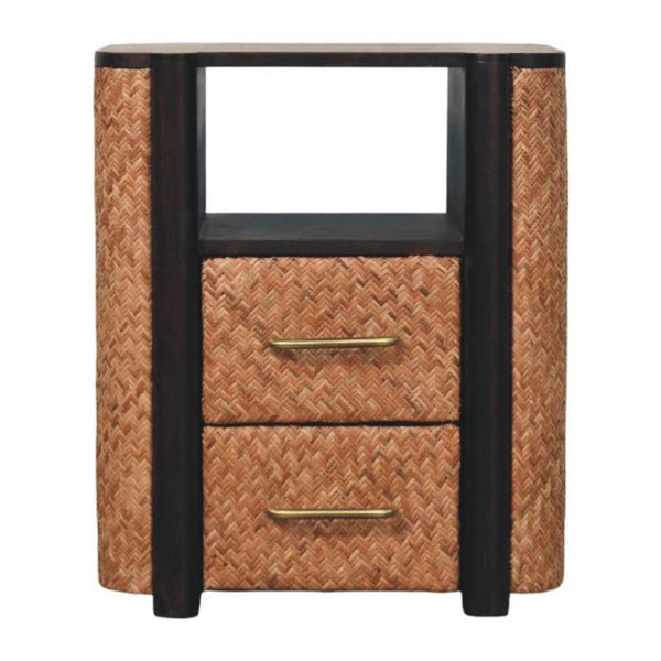 HomeRoots 23" Brown Solid Wood Two-Drawer Nightstand - Timeless Design with Open Shelf & Spacious Storage Solutions 701728