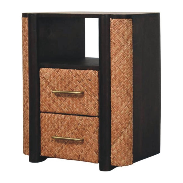 HomeRoots 23" Brown Solid Wood Two-Drawer Nightstand - Timeless Design with Open Shelf & Spacious Storage Solutions 701728