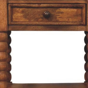 HomeRoots 24" Brown Solid Wood Nightstand with Two Drawers, Modern Design and Versatile Storage Solutions 701729