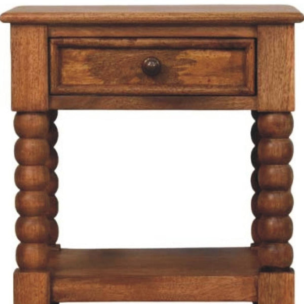 HomeRoots 24" Brown Solid Wood Nightstand with Two Drawers, Modern Design and Versatile Storage Solutions 701729