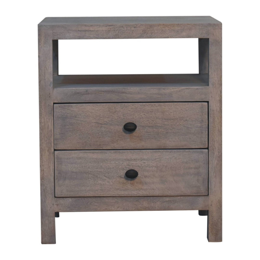 HomeRoots 24" Solid Wood Nightstand with Two Drawers and Open Shelf - Stylish Storage for Any Room Decor 701733