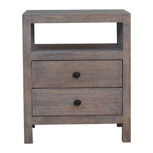HomeRoots 24" Solid Wood Nightstand with Two Drawers and Open Shelf - Stylish Storage for Any Room Decor 701733