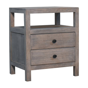 HomeRoots 24" Solid Wood Nightstand with Two Drawers and Open Shelf - Stylish Storage for Any Room Decor 701733